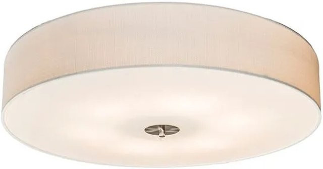 QAZQA Land Deckenleuchte Weiß und Beige, runde Trommel-Leuchte aus Stoff und Glas, dimmbar, Durchmesser: 70 cm - Bild 1