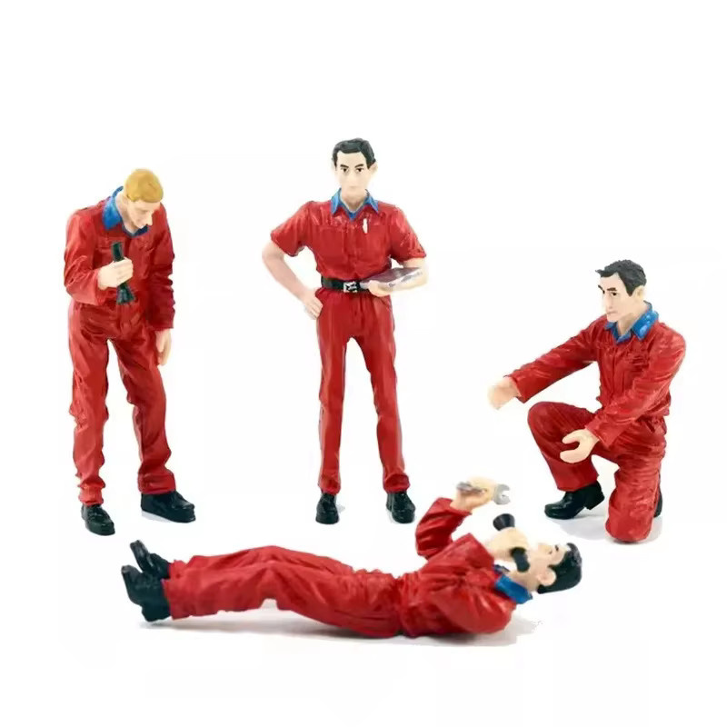 ART CROWN MODEL Mechaniker Actionfiguren, 4-teiliges Set, Maßstab 1:18, Kunstharz - Bild 2