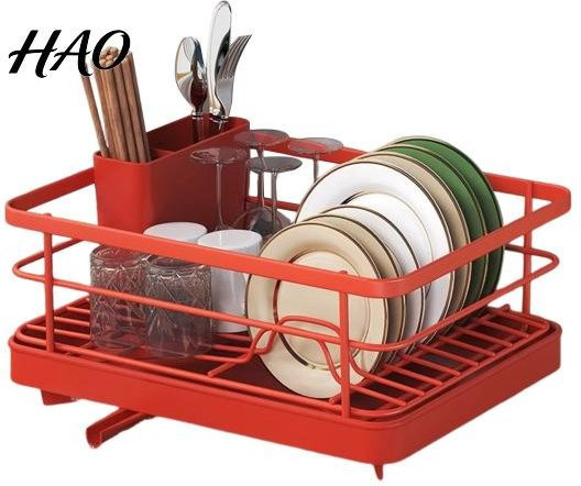 Besteckhalter und Abtropfgestell von honglinli mit Besteckhalter und Abtropfschale in Rot, B/T/H: 40,5 x 30,5 x 13,0 cm - Bild 1