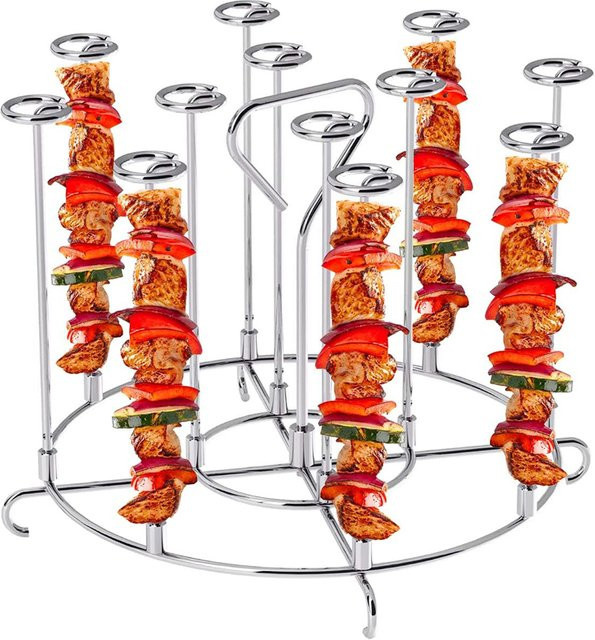 12er Set JYN Grillspieße aus Edelstahl in Silber für Airfryer, Ofen und BBQ - Bild 1