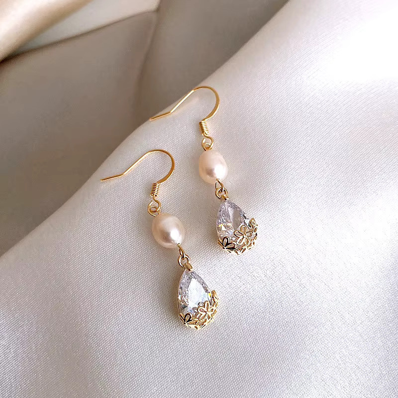 V-best Ohrringe, 14K Gold gefüllt, Zirkonia, Süßwasserperle, Damen - Bild 3