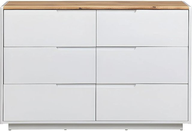 Vente-unique Kommode Amani in Weiß und Eiche Natur, B/T/H: 120 x 40 x 80 cm - Bild 1