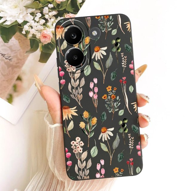 Xiaomi Poco X8 Pro / X8 Pro Max 5G Handyhülle aus weichem Silikon mit niedlichem Katzen- und Blumen-Cartoon-Design in Multicolour - Bild 1