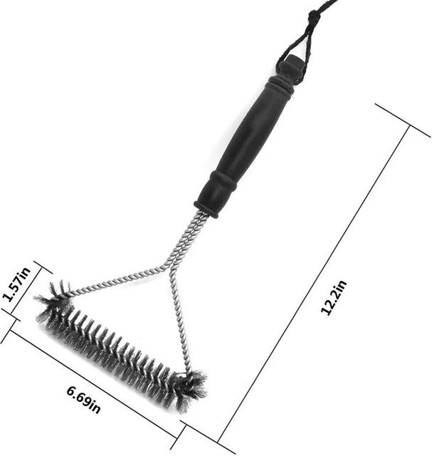 BBQ Grillpinsel aus Edelstahl mit schwarzen Borsten zur Reinigung deines Grills - Bild 1
