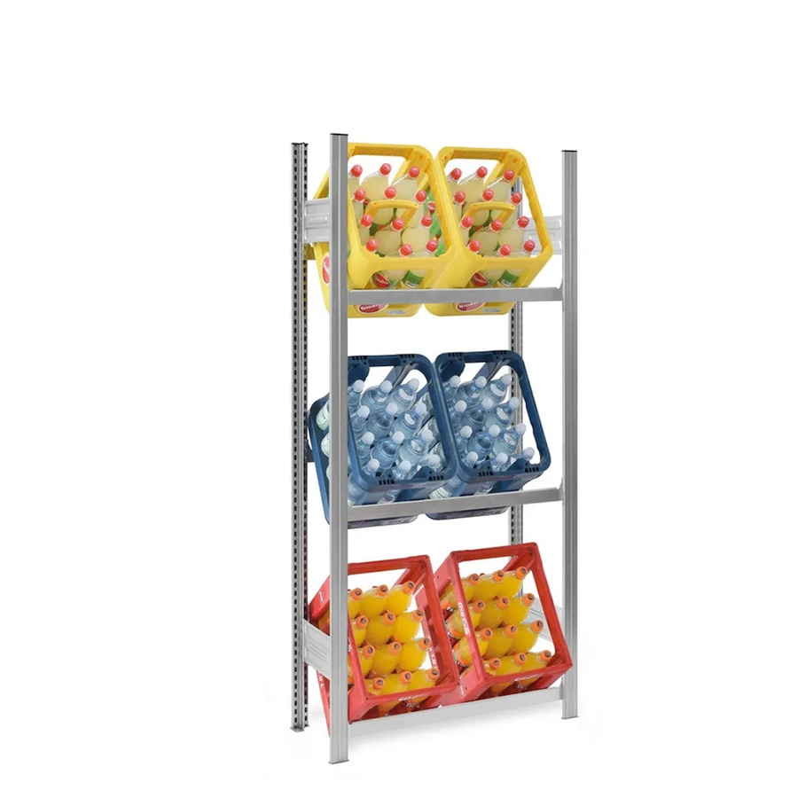 PROREGAL Getränkekistenregal Stecksystem T-Profil aus verzinktem Stahl, H x B x T: 175 x 75 x 30 cm, 3 Ebenen mit 100 kg Fachlast - Bild 2