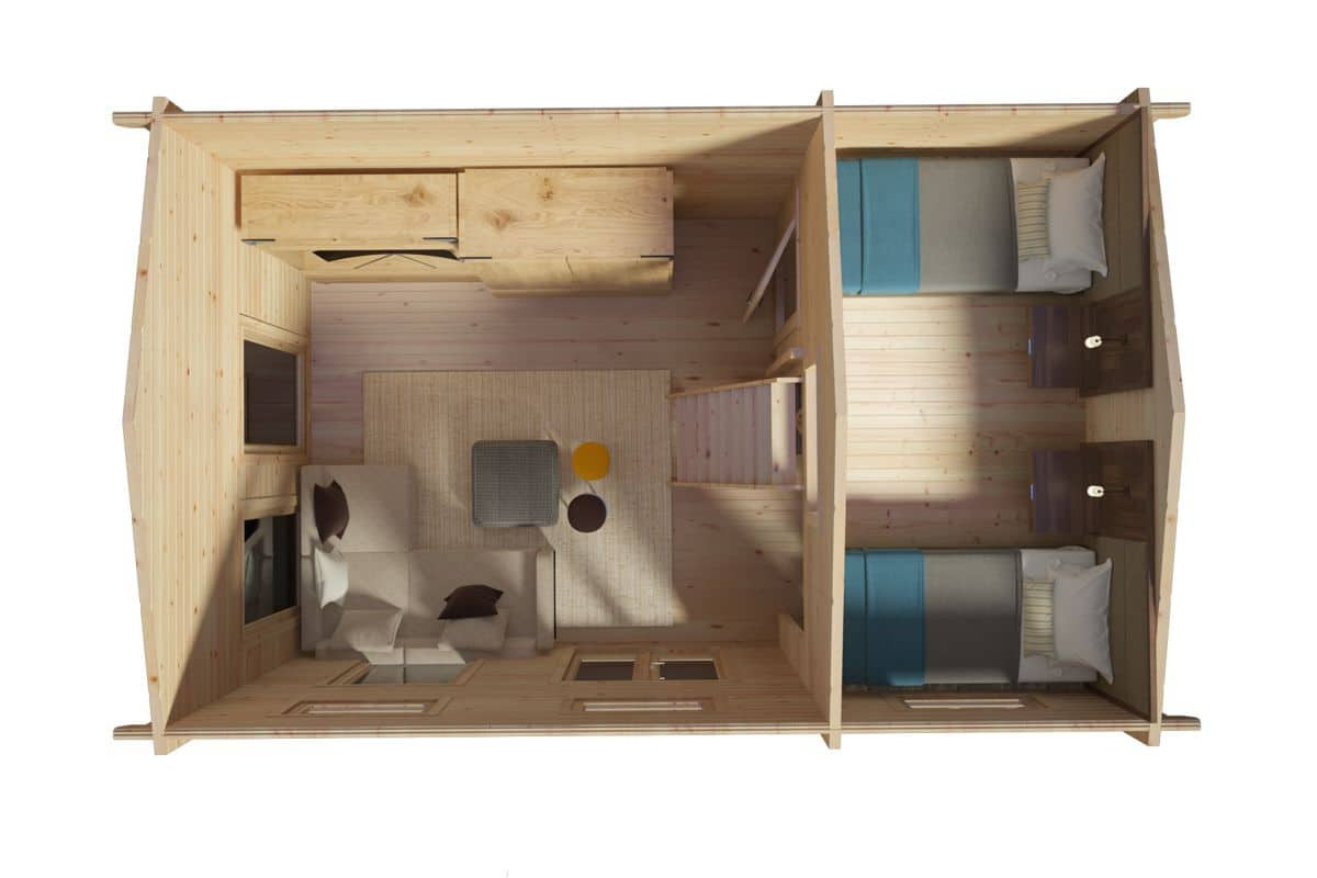 Blockhaus Schweden B mit Schlafboden Gartenhaus 6 x 4 m - Bild 2