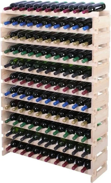 PROREGAL Weinregal VINOTECA FLEX aus massivem Kiefernholz, Natur unbehandelt, braun, 11 Ebenen für 110 Flaschen, H x B x T: 149 x 103 x 28 cm - Bild 1