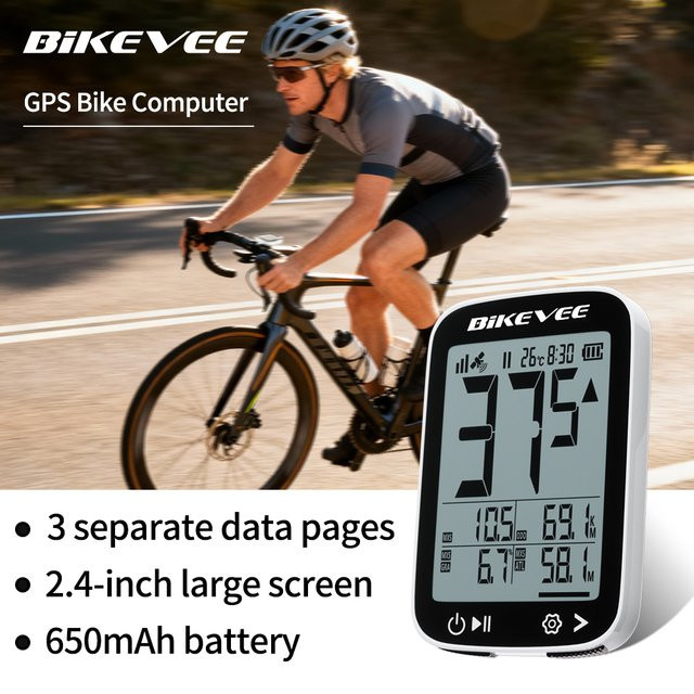 Bikevee Kabelloser GPS-Fahrradcomputer mit Hintergrundbeleuchtung und automatischer Start-Stopp-Funktion, wasserdichter Multifunktions-Tachometer und Kilometerzähler - Bild 1