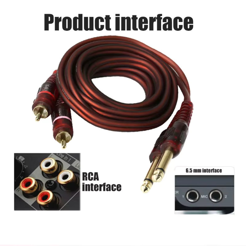 Wsellda Audiokabel Rot Dual 6,35 mm auf Dual-RCA und Dual 3,5 mm auf Dual-RCA für PC, DVD, TV und Mixer - Bild 2