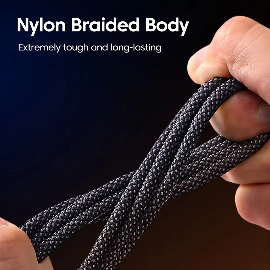 NNBILI USB-A auf Typ-C Ladekabel 240W aus Nylon in Schwarz - Bild 3