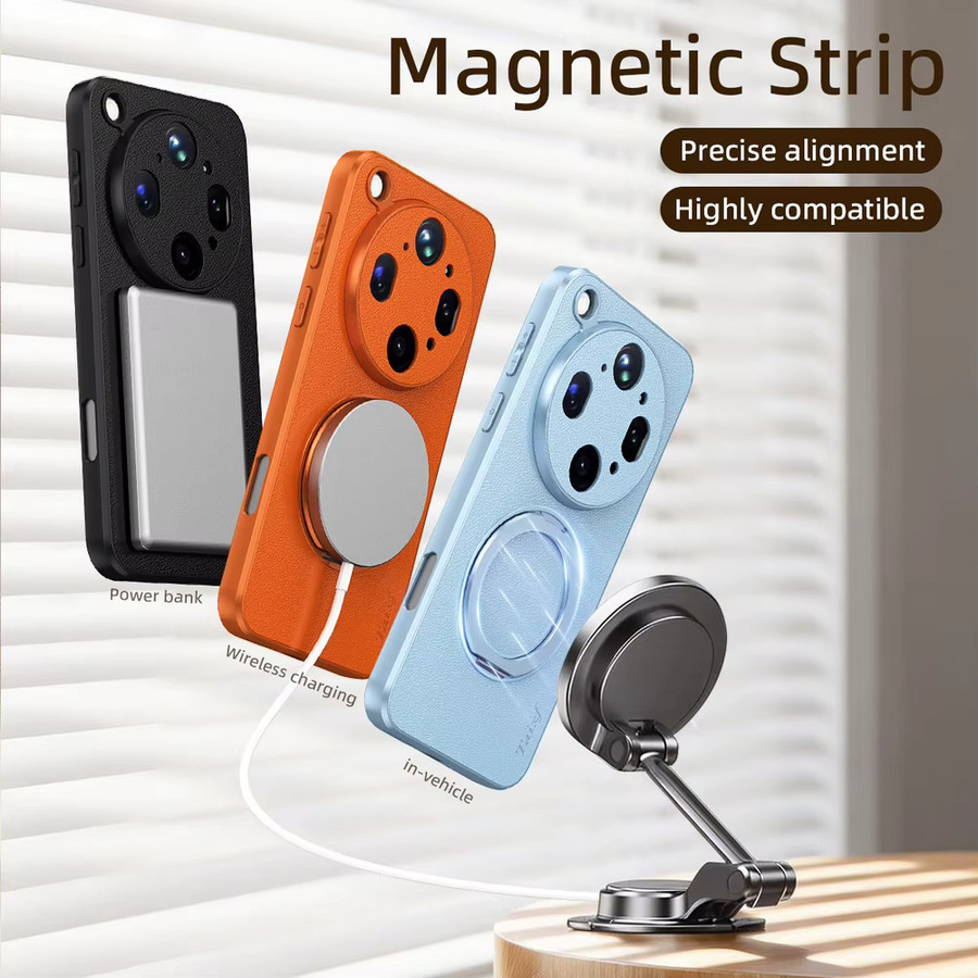 Magnetische Ziegenleder Schutzhülle für OPPO Find X9 Ultra X9s Pro Reno 15 Pro Max 15F 15C mit 360 Grad drehbarem Metallring-Ständer in Schwarz und Orange - Bild 2