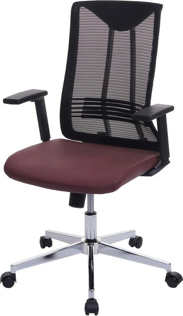 Ergonomischer Proregal Bürostuhl aus Kunstleder in Bordeauxrot, höhenverstellbarer Drehstuhl mit Armlehnen und Rollen, H x B x T: 110 x 65 x 66 cm, Sitzhöhe: 44 cm - Bild 1