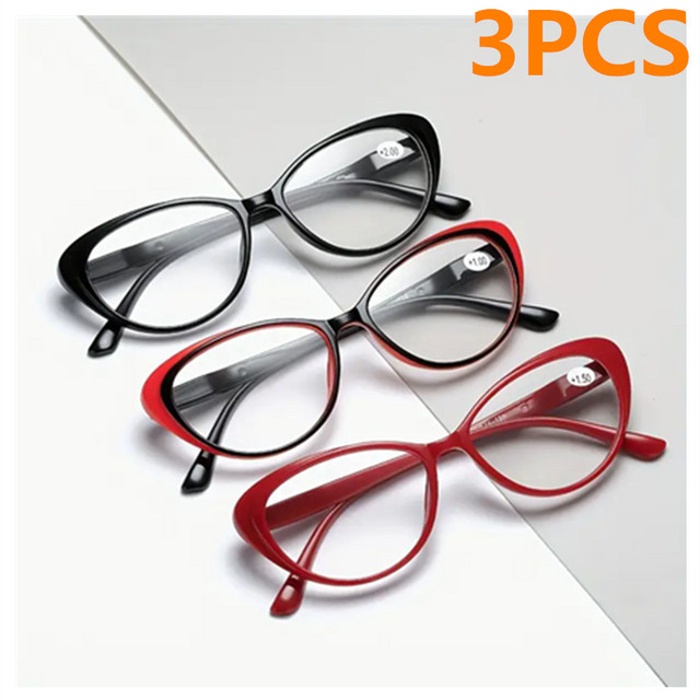 3er-Pack Lesebrillen Cat-Eye, Vollrand, transparent, Kunststoff - Bild 1