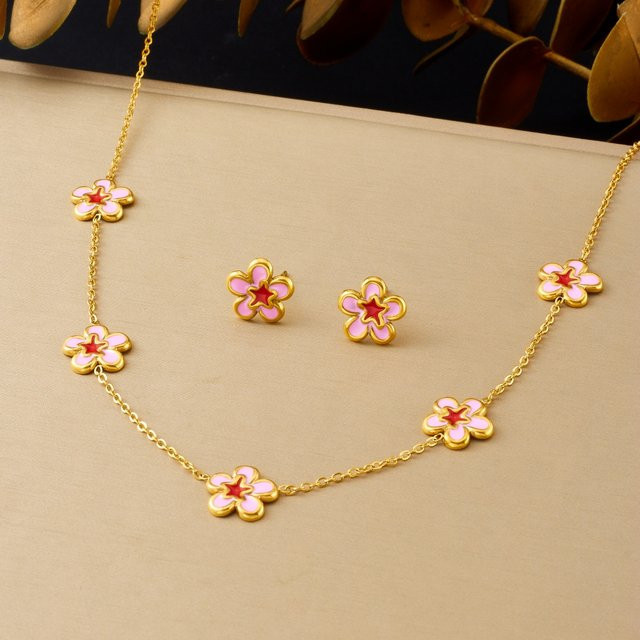 xiyanike Schmuck-Set Halskette und Ohrringe, Edelstahl, Damen - Bild 1