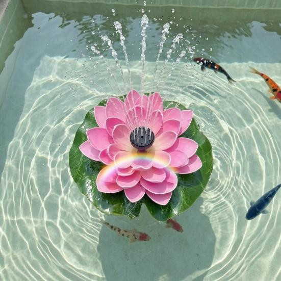 AtticusFox Solarbrunnen Lotus Schwimmbrunnen als Vogelbad in Violett - Bild 11