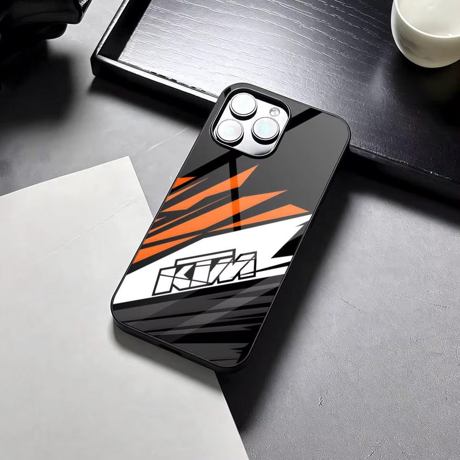 K-KTMES Handyhülle im Motorrad-Rennsport Design aus Silikon und PC+TPU für iPhone 11 bis iPhone 17 Pro Max in Schwarz und Multicolour - Bild 2