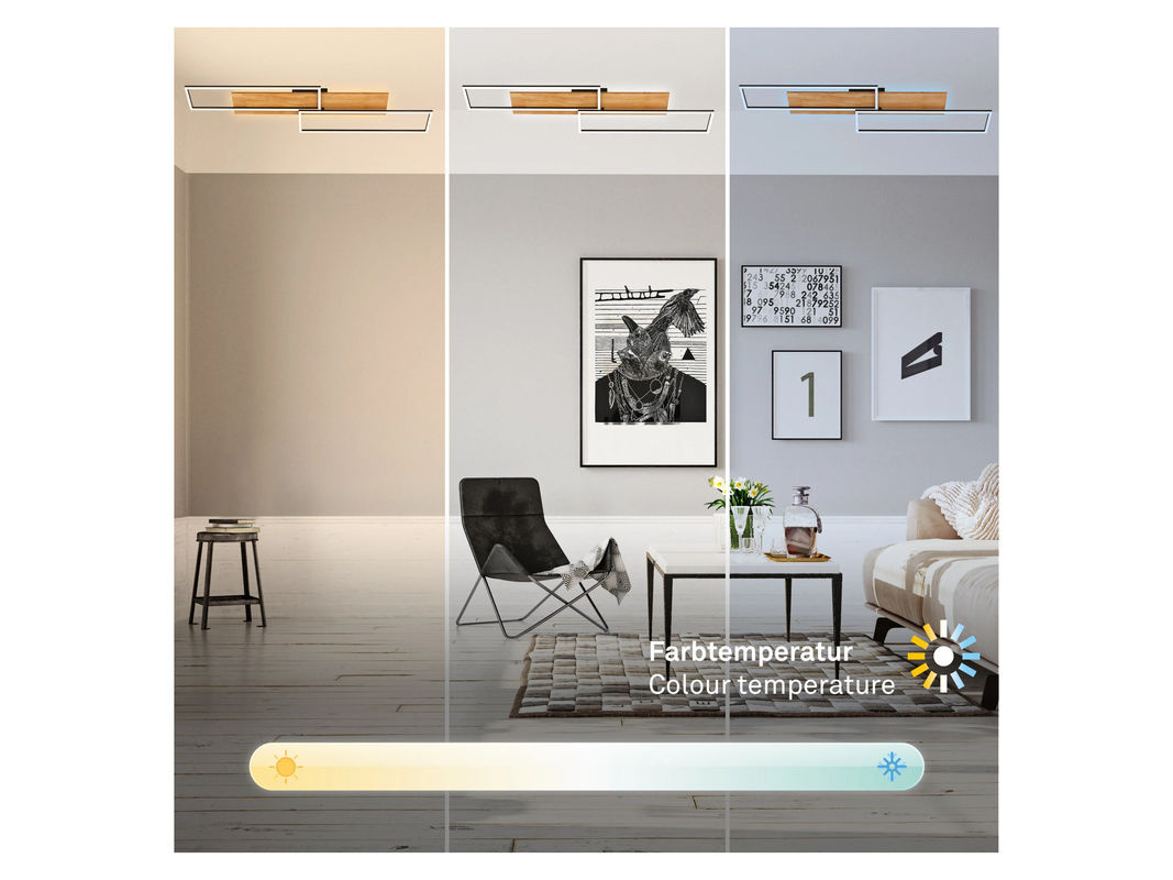 BRILONER CCT LED Deckenleuchte mit Backlighteffekt in Weiß, B: 110 cm, T: 25 cm - Bild 3
