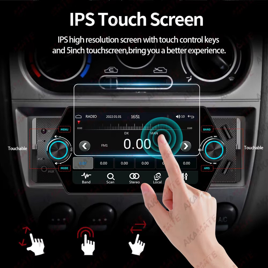 AKAMATE Autoradio mit 5 Zoll IPS Touchscreen, CarPlay, Android Auto, MP5 Multimedia Player, Bluetooth und Mirrorlink, Schwarz, 2DIN Universal - Bild 5