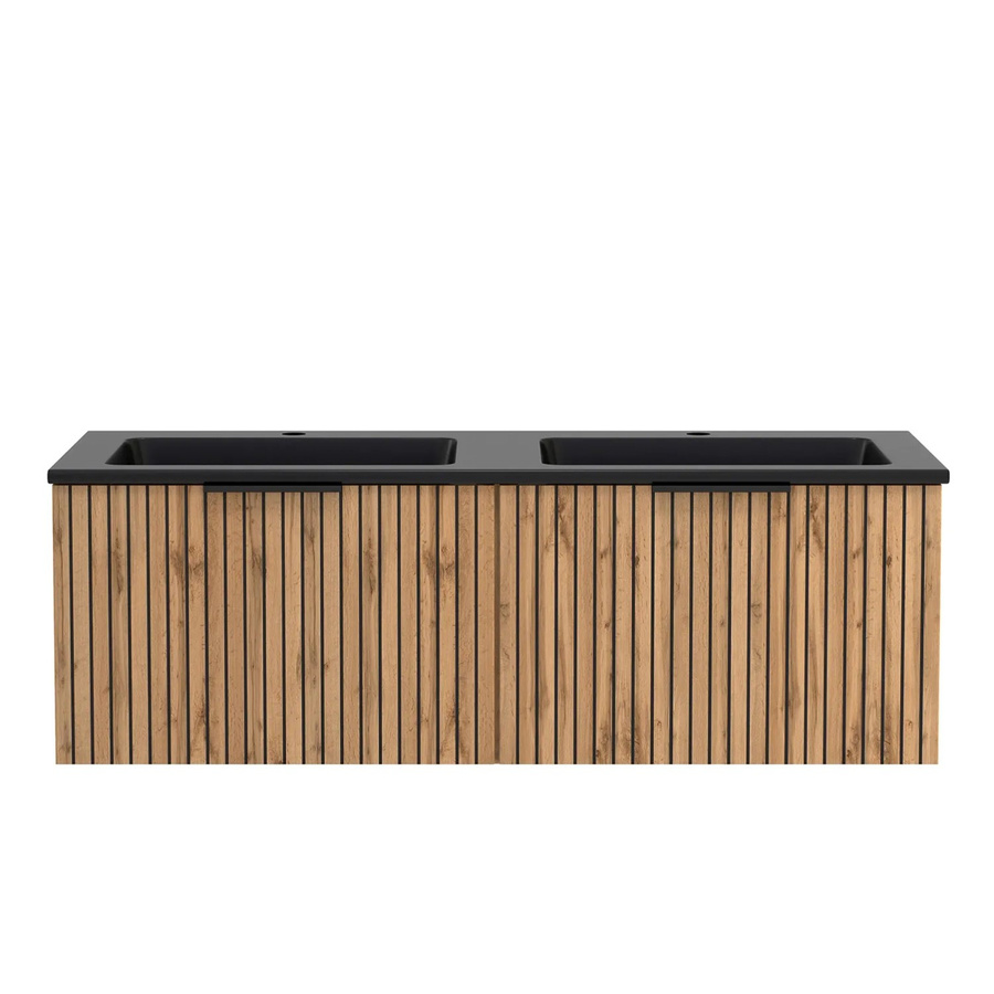 Held Möbel Waschtisch Manchester mit Mineralgussbecken in Schwarz und Eiche, B/T/H: 120 x 47 x 41 cm - Bild 2