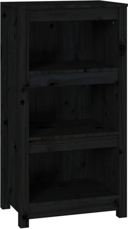 vidaXL Bücherregal aus Massivholz Kiefer in Schwarz, modern und wandmontierbar, B/T/H: 50 x 35 x 97 cm