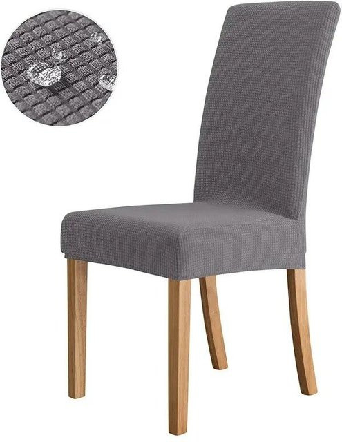 Wasserdichter Jacquard Stuhlbezug von BC-Warm Home in Grau mit elastischem Spandex-Stretch für Esszimmer und Küche - Bild 1