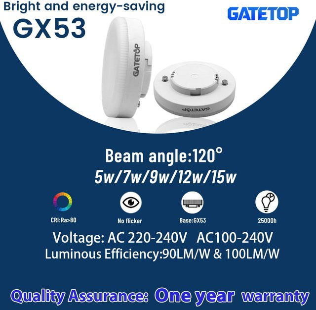 LED Strahler GX53 Weitspannung 100V-220V in verschiedenen Leistungsstufen von 5W bis 15W mit wählbaren Farbtemperaturen Warmweiß, Kaltweiß oder Natürliches Licht - Bild 1