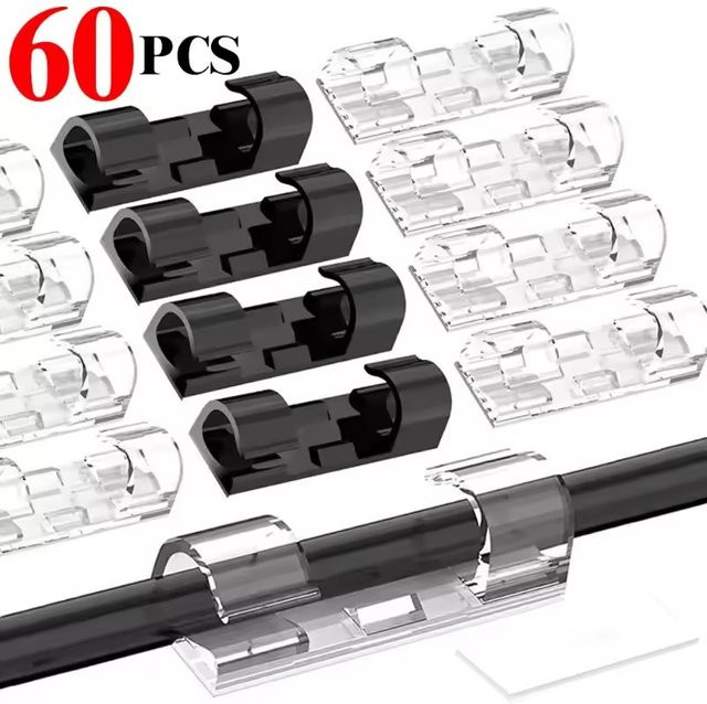 Selbstklebender Kabel Clip Organizer aus Kunststoff in Weiß für Home Office und Auto - Bild 1