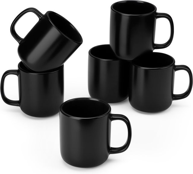 vancasso Playa Kaffeetassen-Set aus Steinzeug, Schwarz, 6-teilig, 460 ml Kaffeebecher mit Henkel - Bild 1