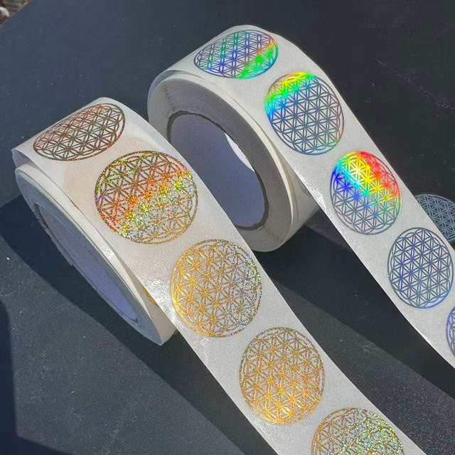 1000 Stück Blumen des Lebens Aufkleber in Multicolour, 2 Rollen holografische runde Siegelaufkleber für Scrapbooking, Tagebücher und DIY-Projekte - Bild 1