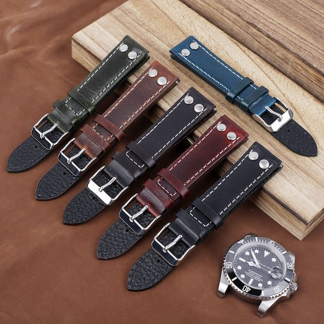 onthelevel Uhrenarmband Echtleder, Retro Nieten, Herren - Bild 1