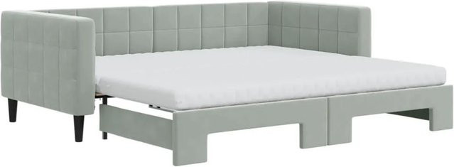 vidaXL Tagesbett ausziehbar mit Matratze in Hellgrau aus Samt, B/T/H: 90 x 190 x 68 cm - Bild 1
