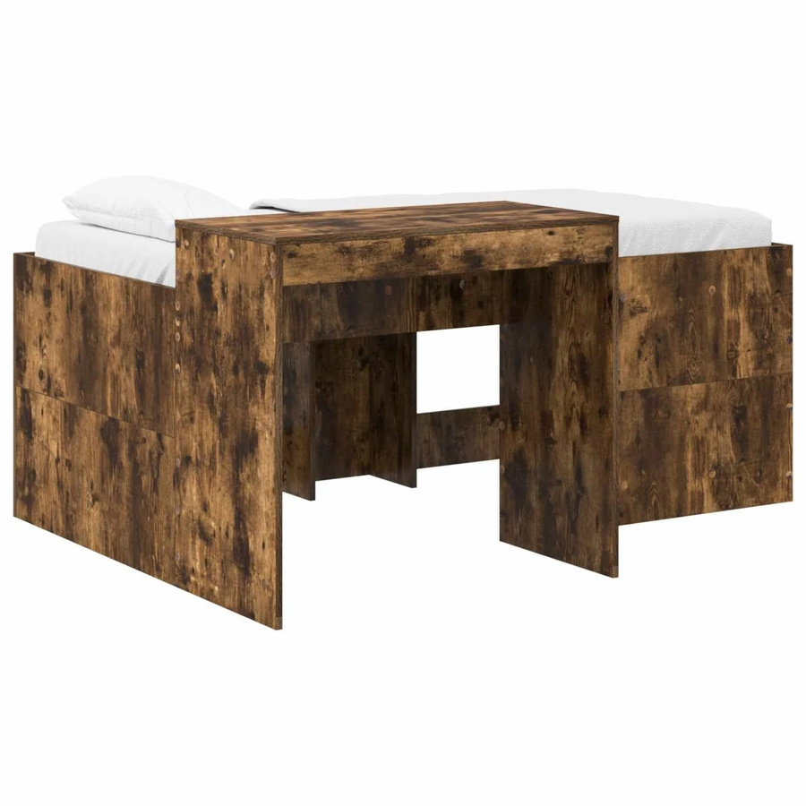 vidaXL Hochbett mit Schreibtisch für Kinder in Geräuchert Eiche, Farbe: Braun, B/T/H: 160 x 80 x 163 cm - Bild 2