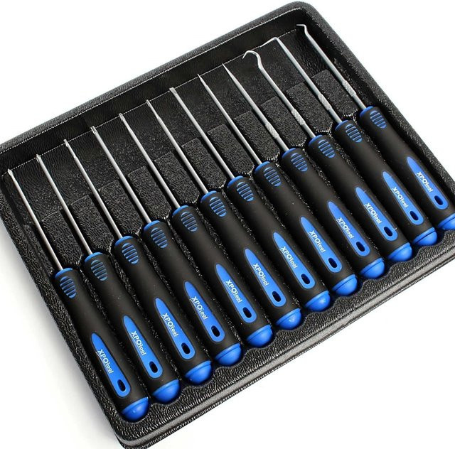 Xpotool Präzisionsschraubendreher Set 12-teilig in Blau mit Kreuz, Schlitz und Innensechsrund aus Edelstahl - Bild 1