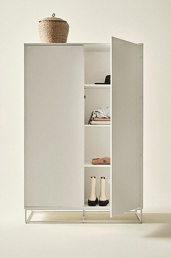 Jotex LYCKEBY Kleiderschrank in Weiß und Braun mit Push-to-Open Funktion, B/T/H: 120 x 50 x 180 cm - Bild 1