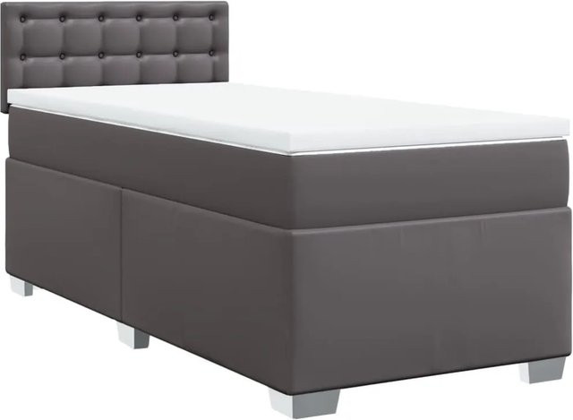 vidaXL Boxspringbett mit Matratze in Grau aus Kunstleder, B/T/H: 100 x 200 cm - Bild 1