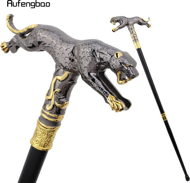 Rufengbao Goldener Schwarzer Laufender Leopard mit Schwanz Gehstock, Zepter - Bild 1