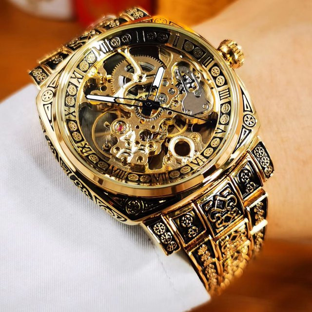 FORSINING Armbanduhr, Automatik, Skelett, Gold, Edelstahl, Herren - Bild 1