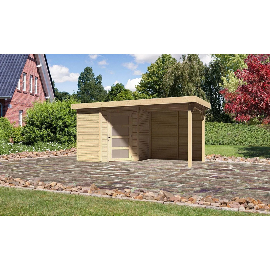 Karibu Holz-Gartenhaus Linköping mit Flachdach, Unbehandelt, Braun, B/T/H: 213 x 218 x 209 cm - Bild 2