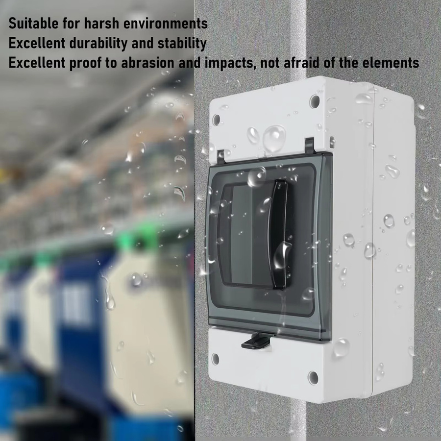 DC-Leistungsschalterkasten aus Kunststoff mit IP66 Schutzart als regensicherer Außenverteiler und Anschlussdose für MCCB-Solarbatterieschalter, B/T/H: 27,0 x 15,0 x 12,3 cm - Bild 2