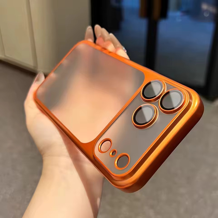 Fudusaidman Handyhülle für iPhone 12 bis iPhone 17 Pro Max Plus, mattierte und durchscheinende Schutzhülle mit Origin-Beschichtung, transparent, blau, orange - Bild 2