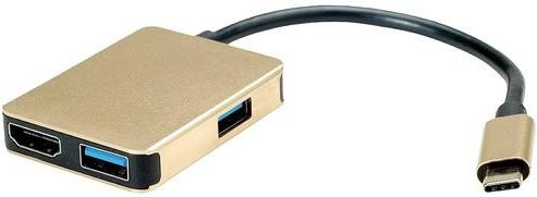 Roline Notebook-Dockingstation und Portreplikator mit USB-C, HDMI und USB-A in Gold - Bild 1