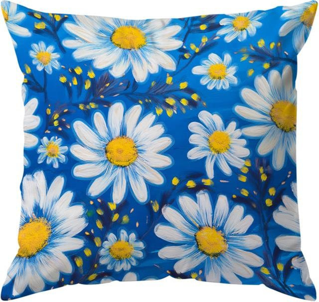 Tinika Chen Kissenbezug mit blauem Gänseblümchen-Blumenmuster für Sofa und Auto, B/B/H: 45 x 45 x 0 cm - Bild 1