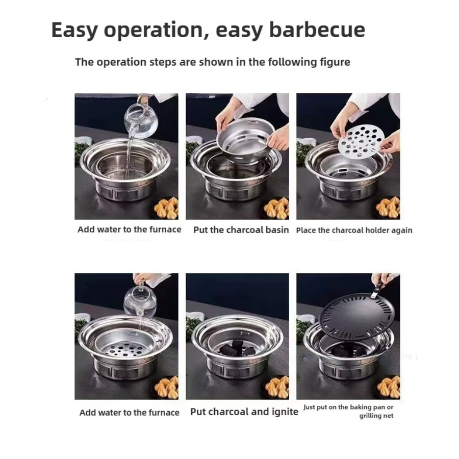 FEB.WIND Multifunktionaler Holzkohlegrill aus Edelstahl in Silber, Tragbarer Koreanischer BBQ-Tischgrill für Camping und Haushalt - Bild 6
