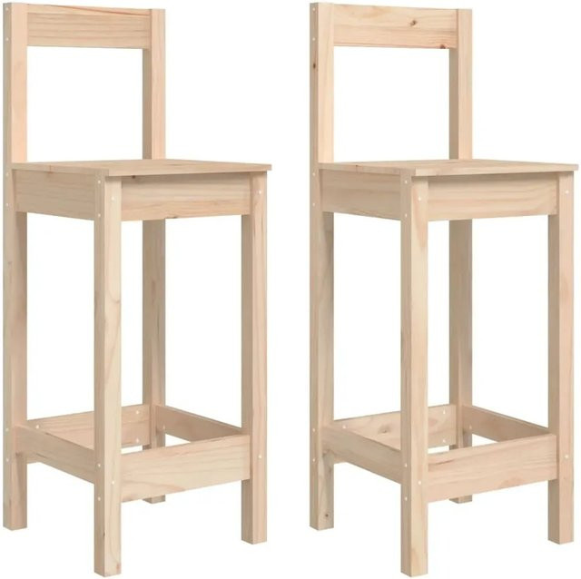 Set aus 2 vidaXL Barstühlen aus Massivholz Kiefer in Braun und Beige, B/T/H: 40 x 41,5 x 112 cm - Bild 1