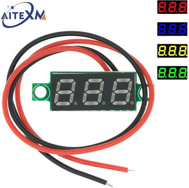 AITEXM ROBOT Mini Digital Voltmeter Spannungsprüfer mit 0,28 Zoll LED-Bildschirm für 2,5 V-40 V in Rot, Blau, Gelb oder Grün - Bild 1