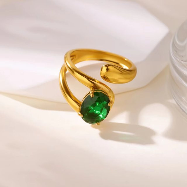 ETCAVCE Ringe, 18K Gold PVD-beschichteter Edelstahl, Zirkon, Damen - Bild 1