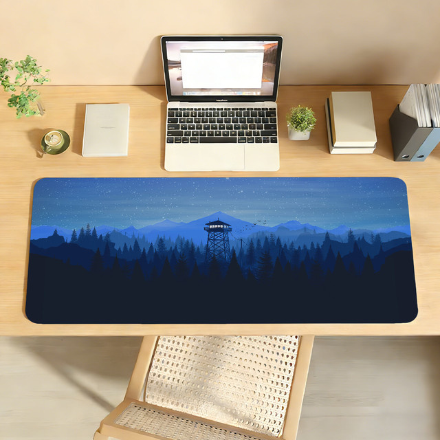 Deep Forest Firewatch Mauspad XXL Schreibtischunterlage Blau rutschfest mit Verriegelungskante für PC und Laptop - Bild 1
