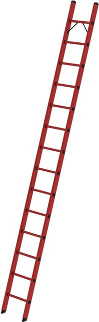PROREGAL Sprossen-Anlegeleiter aus GFK in Rot mit 14 Sprossen, Höhe: 415 cm, Breite: 42 cm, Tiefe: 5,3 cm - Bild 1