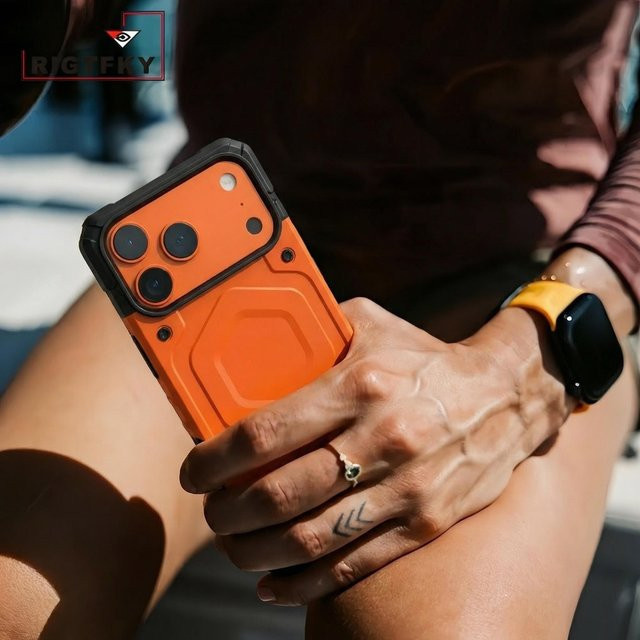 Pathfinder Series Militärische Heavy-Duty Stoßfeste Handyhülle für iPhone 17 Pro Max und 17 Air mit MagSafe Magnetischer Schutzabdeckung in Gelb und Orange - Bild 1