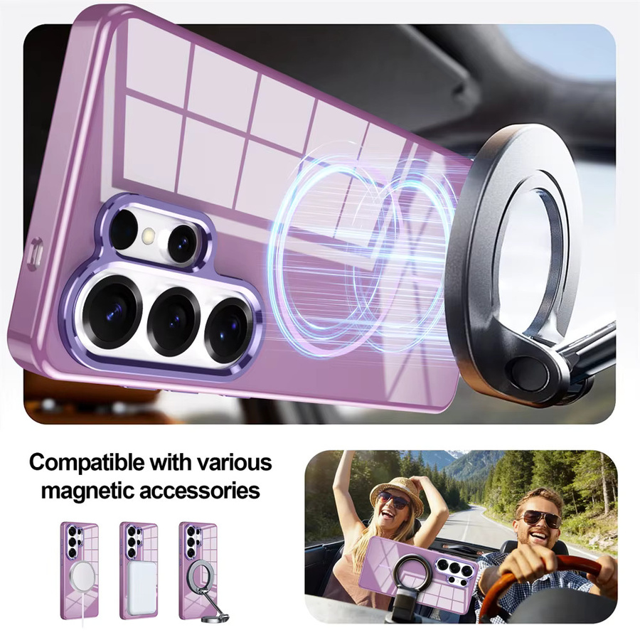 Xeber Magnetische MagSafe Schutzhülle aus Hart-PC für Samsung Galaxy S26 Ultra, S25 Plus und S24 Ultra, Stoßfest mit kabellosem Laden, Weiß und Lila - Bild 5